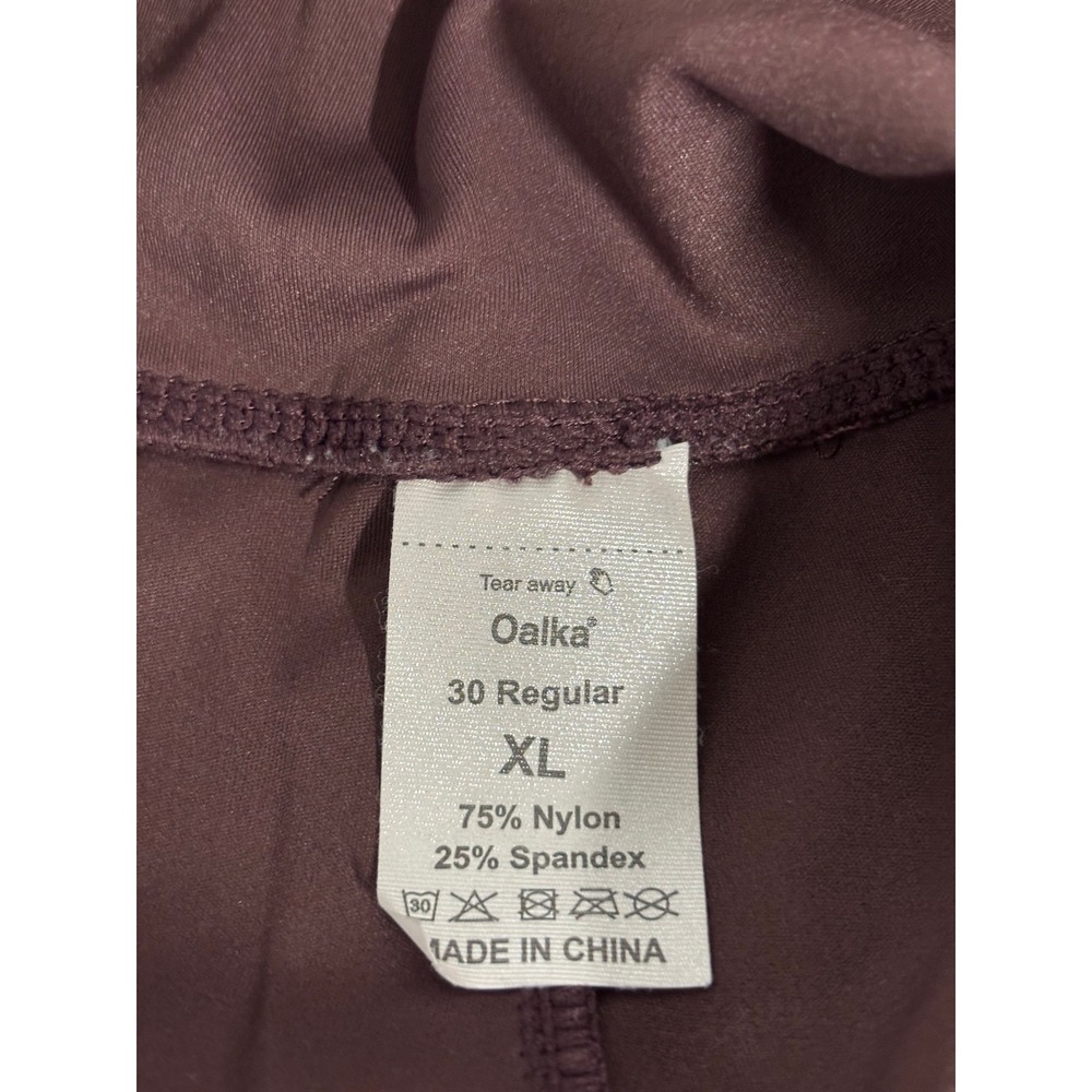Oalka Womens Regular XL Wide Leg Lounge Pants Brown Nylon Spandex Pockets NWOT - Picture 3 of 3